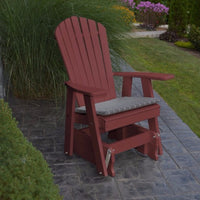 A&L Furniture Amish-Made Poly Adirondack Glider Chair, Cherrywood