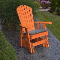 A&L Furniture Amish-Made Poly Adirondack Glider Chair, Orange