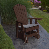 A&L Furniture Amish-Made Poly Adirondack Glider Chair, Tudor Brown