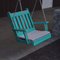 A&L Furniture Amish-Made Poly Traditional English Chair Swing, Aruba Blue