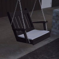 A&L Furniture Amish-Made Poly Traditional English Chair Swing, Black