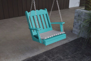 A&L Furniture Amish-Made Poly Royal English Chair Swing, Aruba Blue