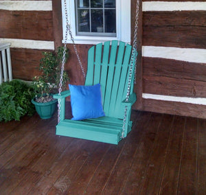 A&L Furniture Co. Amish-Made Poly Adirondack Chair Swing, Aruba Blue