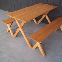 A&L Furniture Company 5' Pine Economy Picnic Table, Cedar Stain