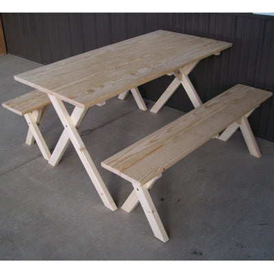 A&L Furniture Company 5' Unfinished Pine Economy Picnic Table