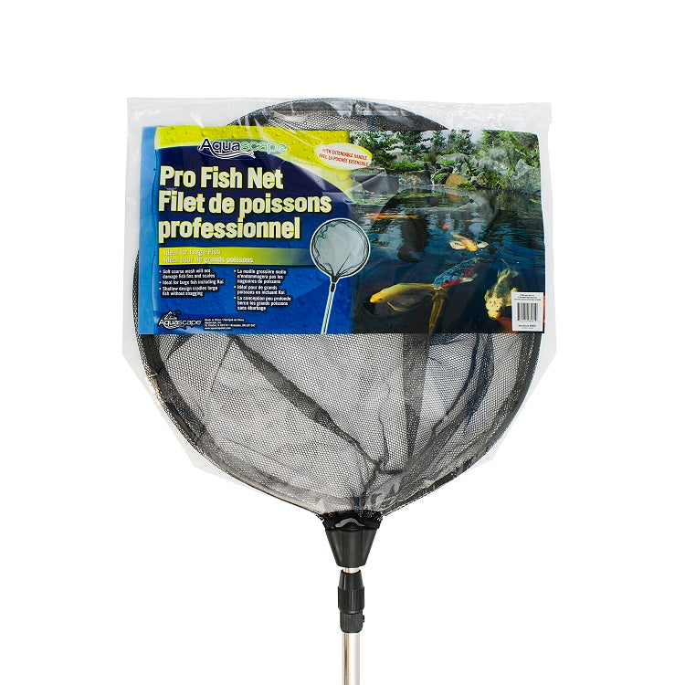 Aquascape® Pro Fish Net Round with Extendable Handle and Black Soft Netting