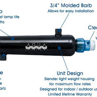Features of Aqua Ultraviolet® Advantage Series UV Clarifiers with Barb