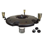 Anjon EcoFountain replacement parts displayed, including a float, hub assembly, nozzle kit, mesh net, mooring rope, and screw pack.