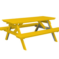 A&L Furniture Co. Amish-Made Poly Picnic Table with Attached Benches