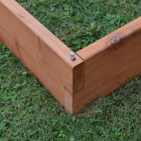 Closeup of corner assembly on A&L Furniture Co. Amish-Made Cedar Single Layer Raised Garden Bed, Cedar Stain