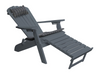 A&L Furniture Folding/Reclining Poly Adirondack Chairs with Ottoman, Dark Gray