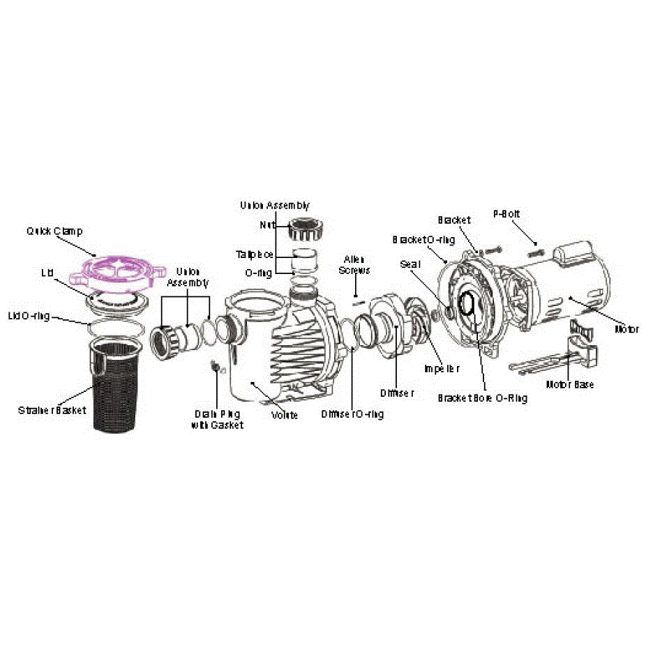 Exploded view of PerformancePro Artesian2 pumps with Seal Kits