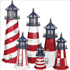 Amish-Made 8-Sided Wooden Patriotic Lighthouses