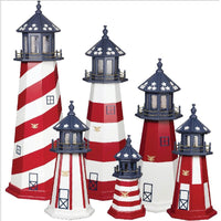 Amish-Made Hybrid Wood and Poly Patriotic Lighthouses