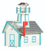 Amish-Made Poly Lighthouse Mailbox, White with Aruba Blue Trim