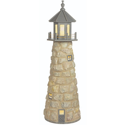 5' Amish-Made Stone Faced Lighthouses with Interior Lighting