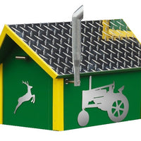 Amish-Made Deluxe John Deere Mailbox with Aluminum Diamond-Plate Roofs