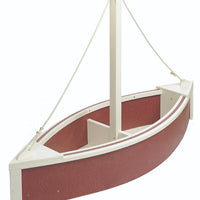 Amish-Made Poly Sailboat Shaped Planter, Cherrywood with White Trim