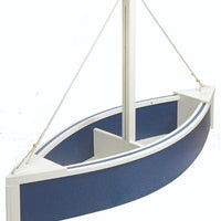 Amish-Made Poly Sailboat Shaped Planter, Patriotic Blue with White Trim
