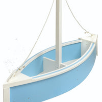 Amish-Made Poly Sailboat Shaped Planter, Powder Blue with White Trim