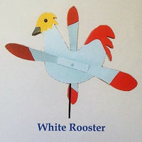 White Rooster Whirlybird Wind Spinner Yard Decoration