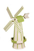 Amish-Made Poly Windmill Lawn Ornament, Ivory with Lime Trim