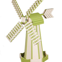 Amish-Made Poly Windmill Lawn Ornament, Ivory with Lime Trim