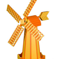 Amish-Made Poly Windmill Lawn Ornament, Yellow with Orange Trim