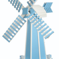 Amish-Made Poly Windmill Lawn Ornament, Powder Blue with White Trim