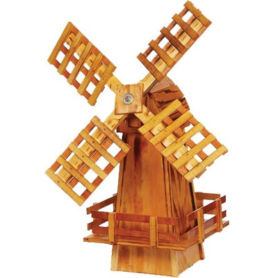 Small Amish-Made Rustic Wooden Windmill Yard Decoration