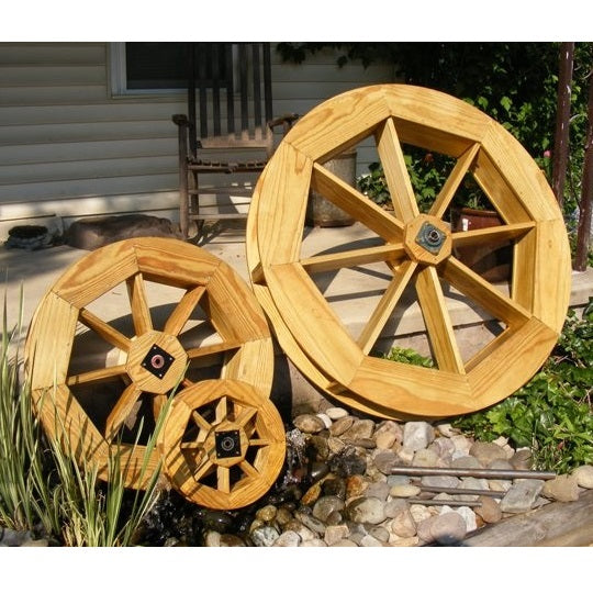 Amish-Made Decorative Rotating Wooden Water Wheels