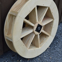 30" Amish-Made Decorative Rotating Wooden Water Wheel, Unfinished