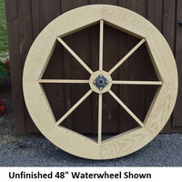 48" Amish-Made Decorative Rotating Wooden Water Wheel, Unfinished