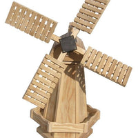 Small Amish-Made Stained Wooden Dutch Windmill Yard Decoration, Unfinished