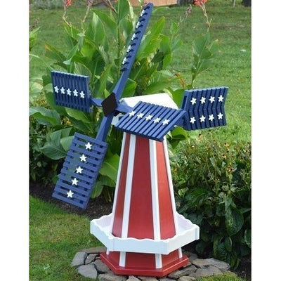 Amish-Made Patriotic Style Wooden Dutch Windmill
