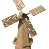 Medium Amish-Made Stained Wooden Dutch Windmill Yard Decoration, Unfinished