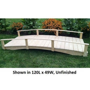 10' Amish-Made Weight-Bearing Yellow Pine Oriental Garden Bridge, Unfinished