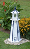 4' Amish-Made Painted Wooden Lighthouse, White with Navy Trim