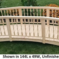 12' Amish-Made Weight-Bearing Yellow Pine Spindle Garden Bridge, Unfinished