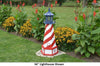 Amish-Made Patriotic Style Wooden Lighthouse with Base