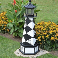 4' Hexagonal Amish-Made Wooden Cape Lookout, NC Replica Lighthouse with Base