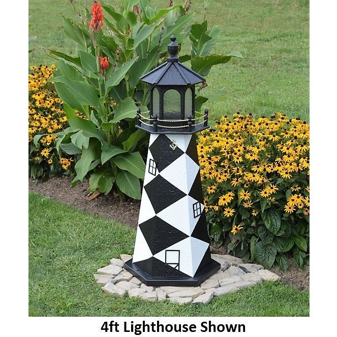 4' Hexagonal Amish-Made Wooden Cape Lookout, NC Replica Lighthouse