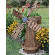 Amish-Made Stained Wooden Dutch Windmill Yard Decoration, Mushroom Stain