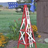 Amish-Made Patriotic Style Wooden Farm Windmill