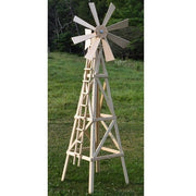 Amish-Made 82" Stained Wooden Farm Windmill Yard Decoration, Unfinished
