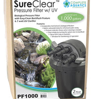 Package of Complete Aquatics SureClear™ Pressure Filter with UV Clarifier & Back Flush