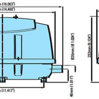 Dimensions for Medo® LA-100 Koi Pond Air Pump