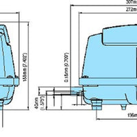 Dimensions for Medo® LA-80B Koi Pond Air Pump