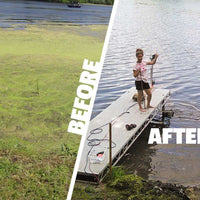 Before and after using Scott Aerator Dock Mount AquaSweep
